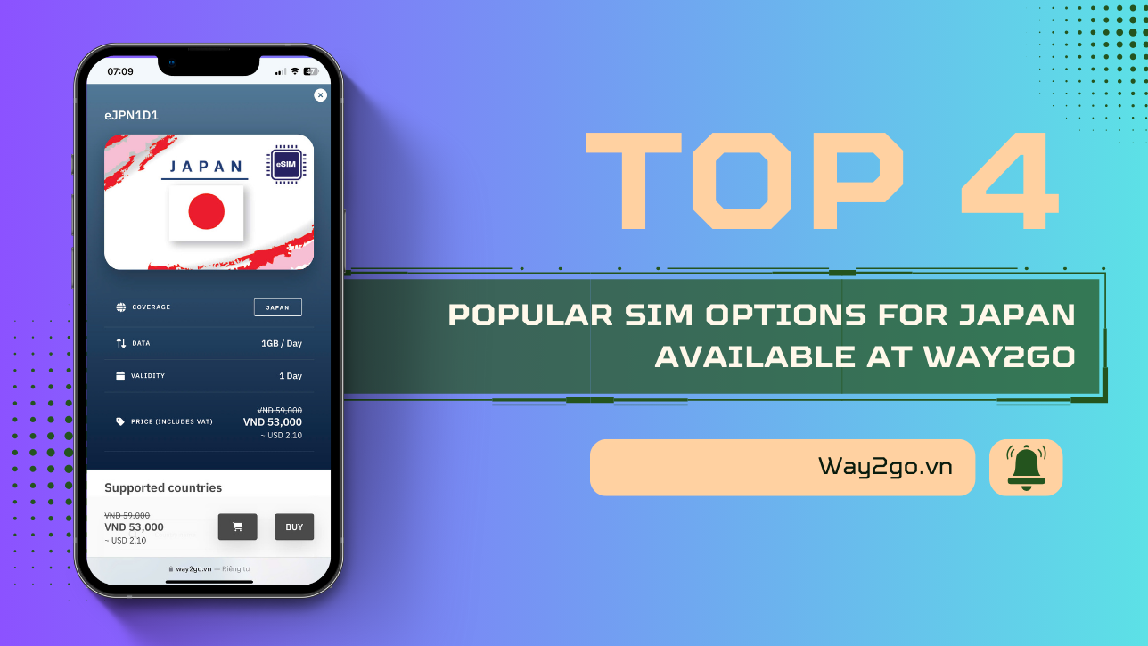 Top 4 popular SIM options for Japan available at Way2go